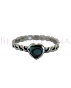 Silver & Paua Heart Ring