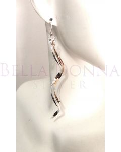 Silver & RG 2 Ribbon Earrings