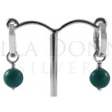 Silver & Turquoise Ball Hoops