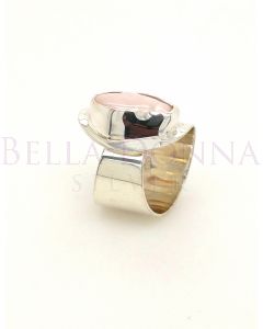 Silver & Pink Coin Pearl Ring