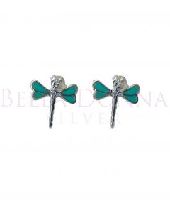 Silver & Turq Dragonfly Studs